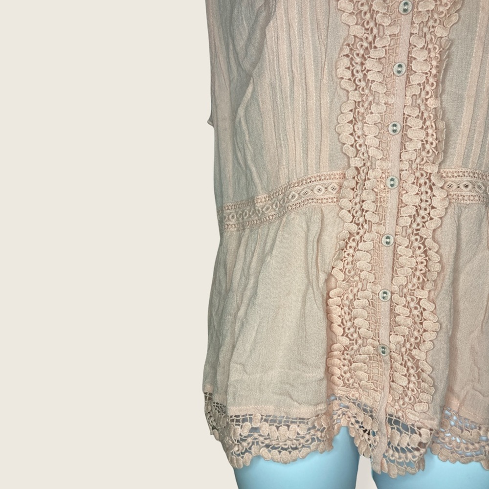 American Rag Juniors' Lace-Trim Blouse, Created for Macy's - Rose Smoke XXL - Picture 4 of 6